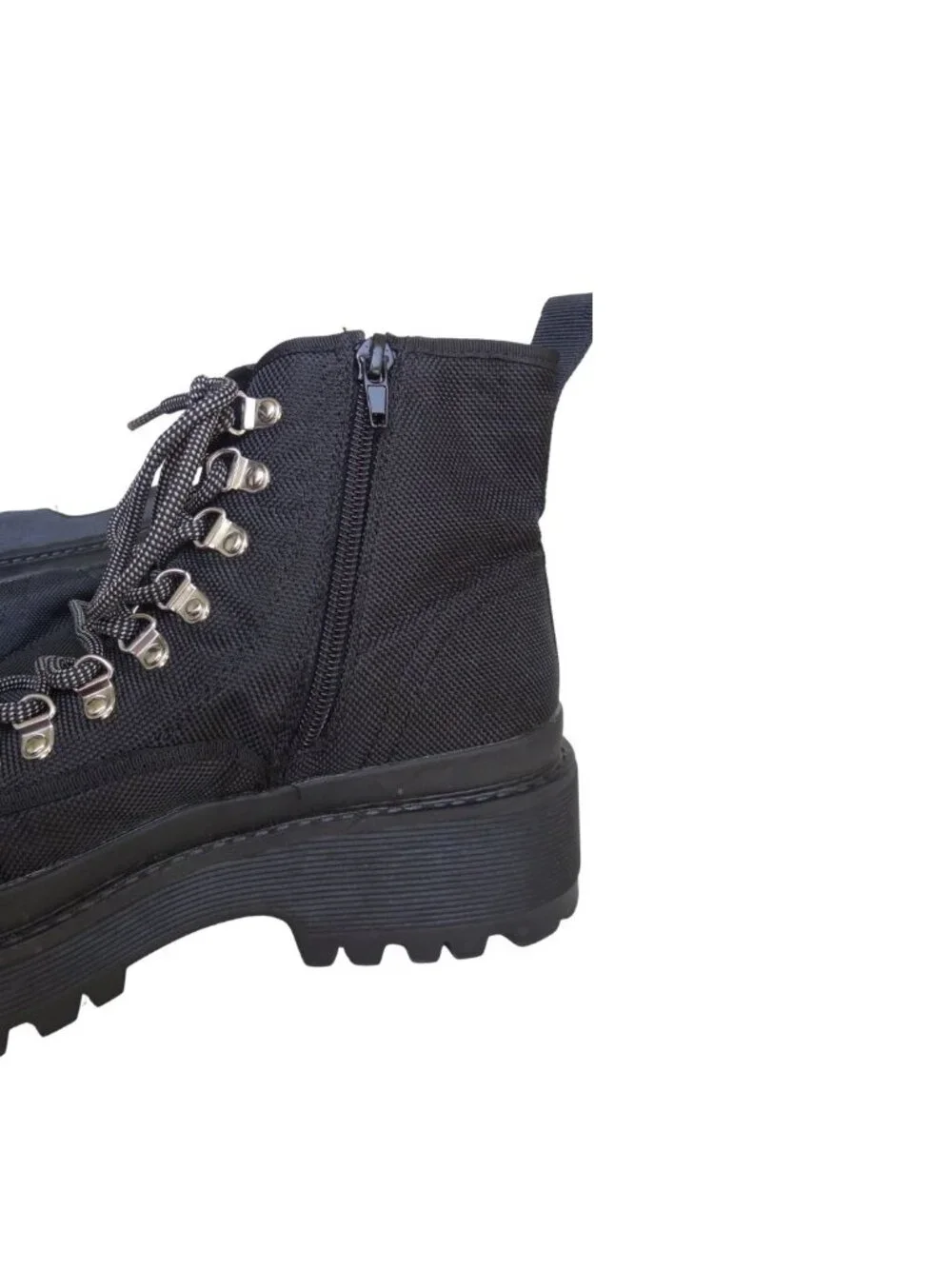 Black Lace Up Platform Ankle Boots - Picture 3 of 8